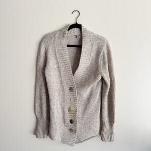 J. Jill Cream Artsy Button V Neck Knit Cardigan Sweater Small